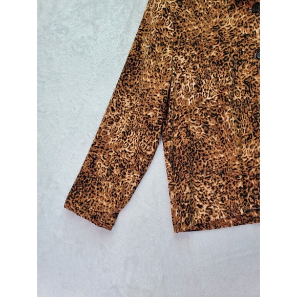 Briggs Blazer Jacket Womens Medium Brown Leopard Print Long Sleeve Button Front - Picture 6 of 9